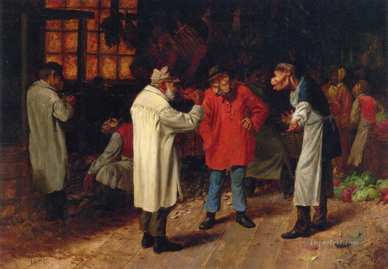 Politics in the Market William Holbrook Beard monkeys in clothes Oil Paintings